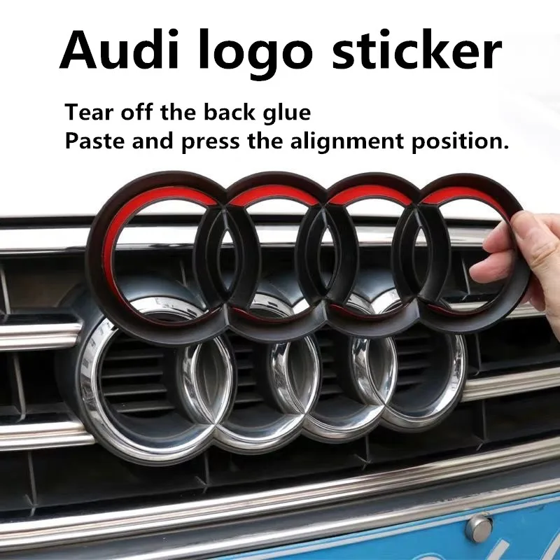 Refitted four-ring black LOGO directly covered front logo For Audi A4 A3 A5 A7 Q3 Q5 Q7 Q2 A6 logo decoration accessories