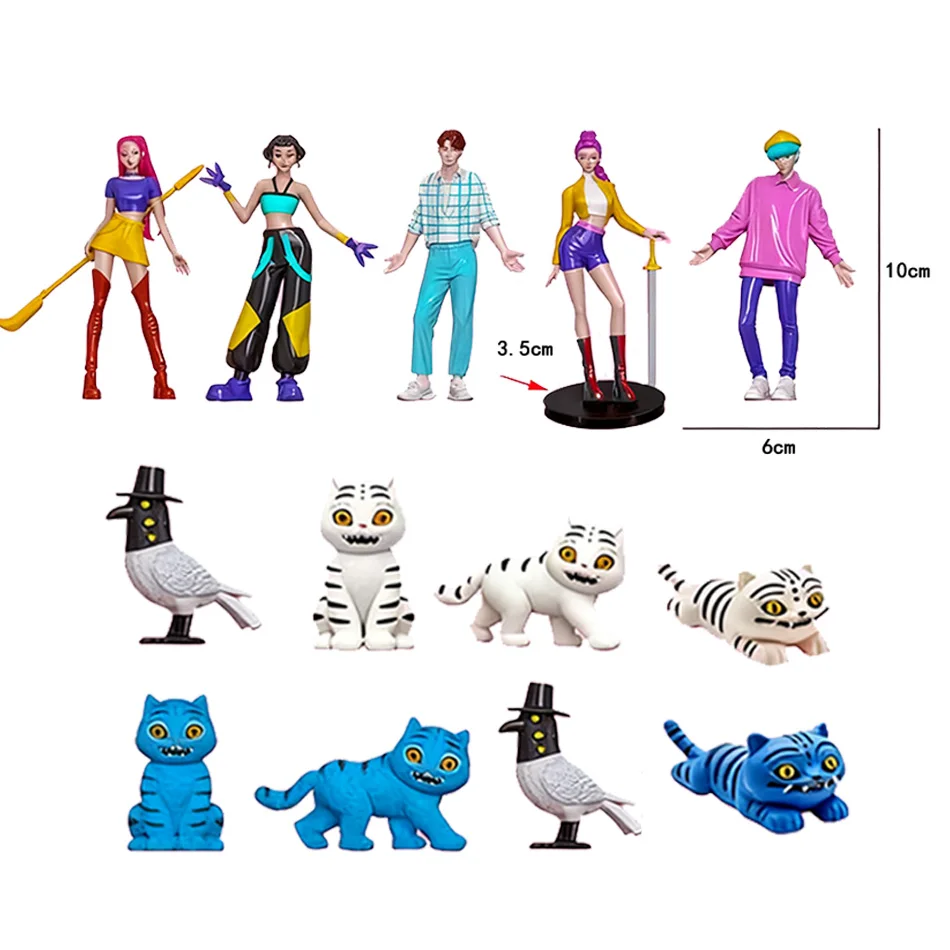 ชุดฟิกเกอร์อนิเมะ Kpop Demon Hunter 12 ชิ้น/ชุด ตัวละคร Derpy Tiger, Rumi, Mira, Zoey, Sussy ของสะสมสำหรับเด็ก