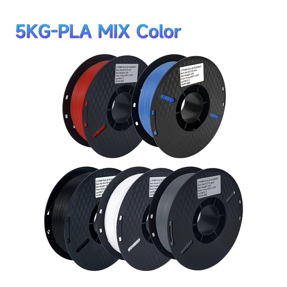 5KG Mix Kleuren PLA filament 1kg 1.75mm Voor 3D Printer PETG Materiaal voor 3D Afdrukken filamento pla 3D Printer Filament