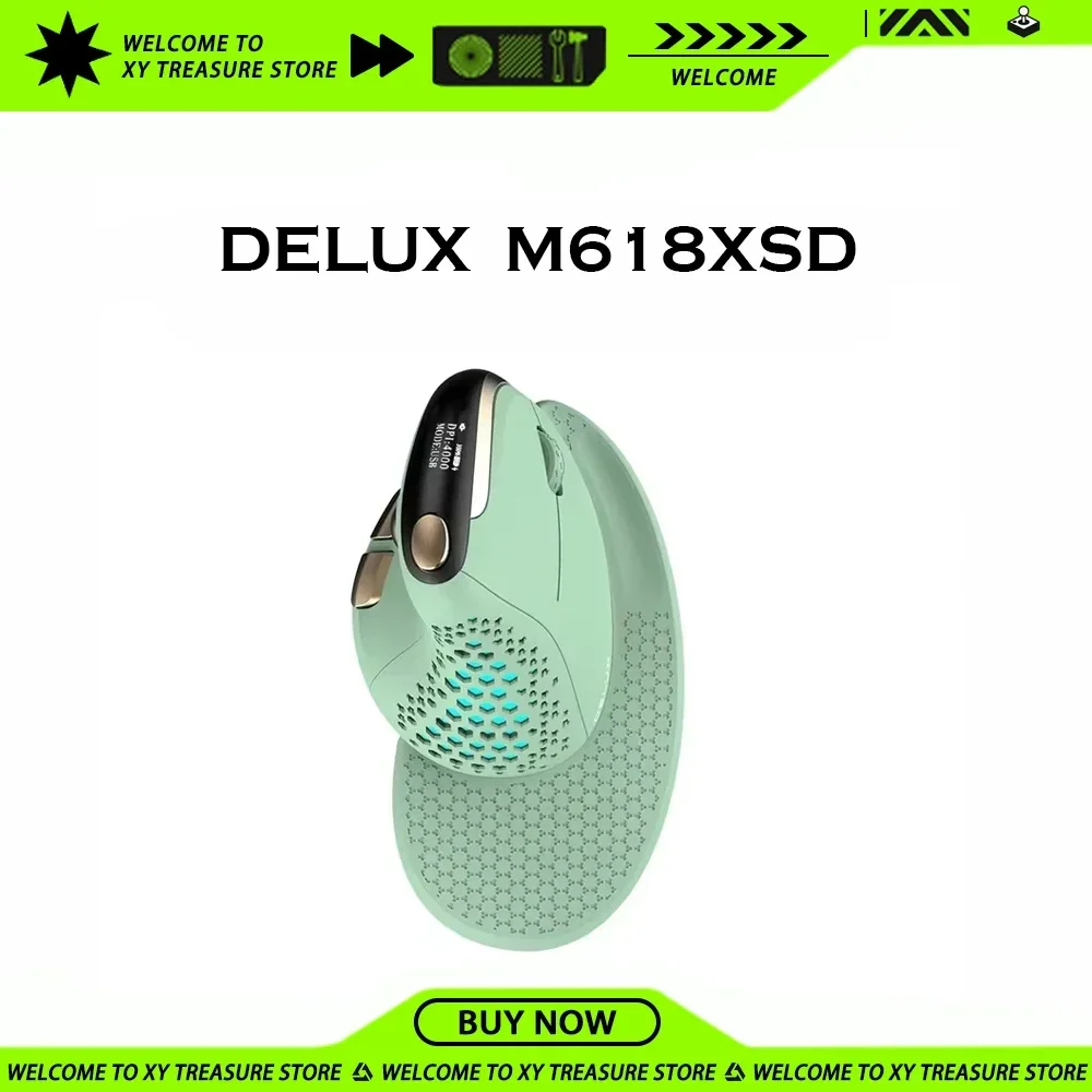 Delux M618XSD Mouse 4000dpi Sensor Wireless Bluetooth Mouse  PAW3212 Vertical Mouse OLED Liquid Crystal Display Screen Mouse