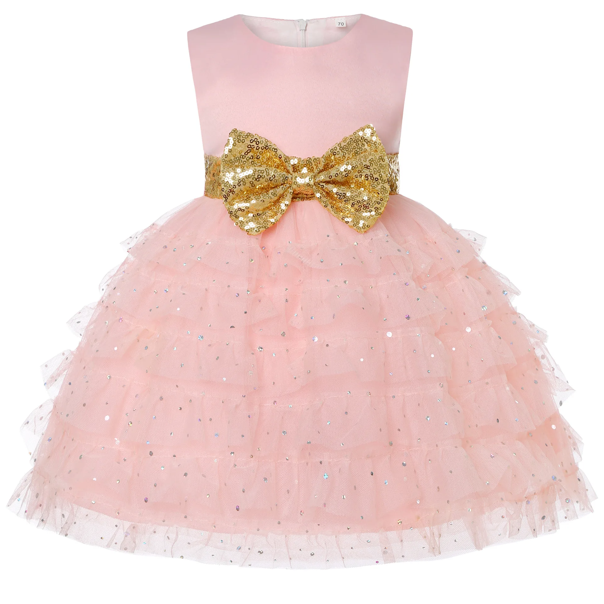 Beadings Mesh Bow Princess Dress Summer Kids Party Daily Dresses for Girls Toddler Girl Birthday Clothes