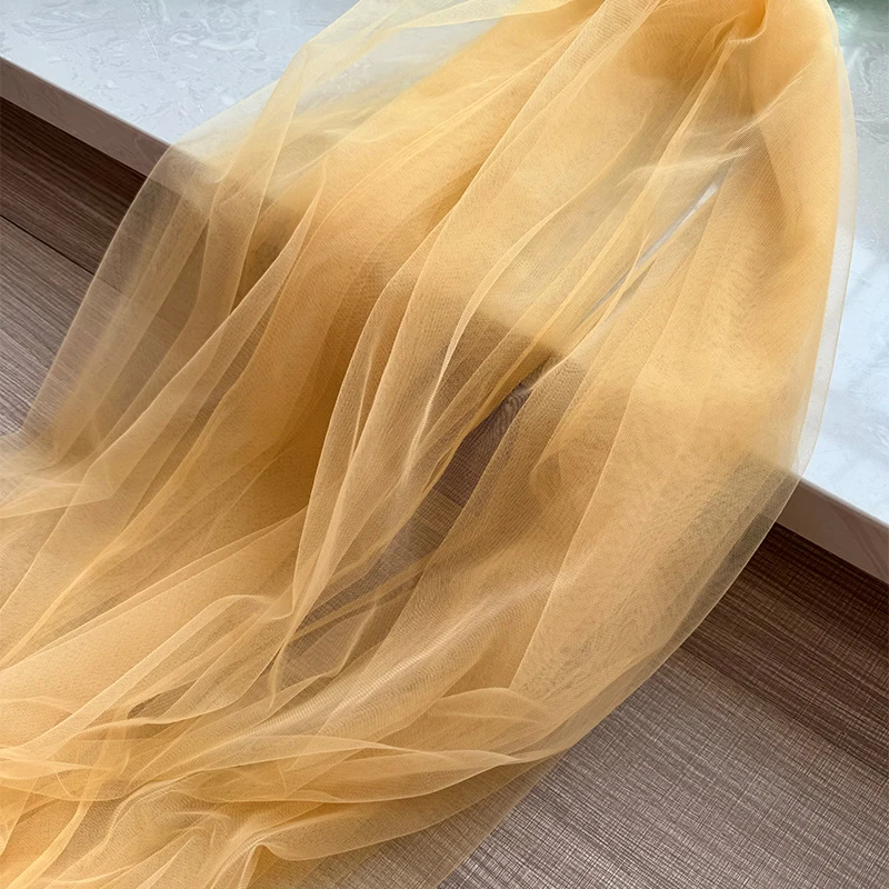 Orange Yellow Soft Tulle Fabric Wedding Decoration Curtain Cloth Mesh Layout Chair Back Drap Yarn Net Handmade DIY Tutu Material