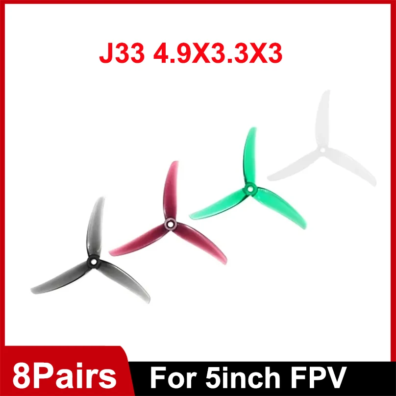 

8Pairs HQProp Juicy Prop J40 5.1X4X3 J33 4.9X3.3X3 (8CW+8CCW)-Poly Carbonate for FPV 5inch RC Racing Drone Spare Parts