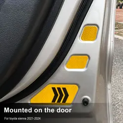 For Toyota Sienna 2021-2024 Door Reflective Sticker 8-piece Set Door Safety Warning Label Decorative Sticker Accessories