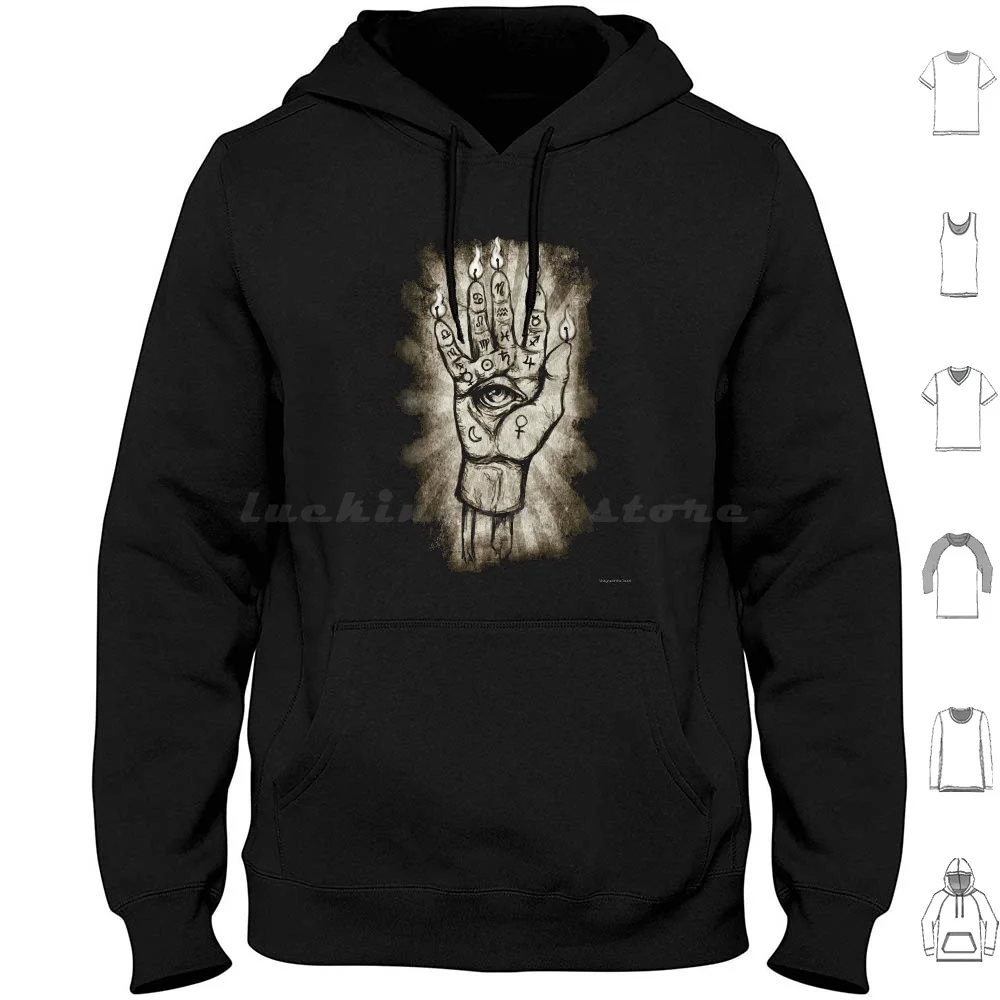 Hand Of Glory Hoodies Long Sleeve Hand Palmistry Occult Astrology Magick Hand Of Fate Pagan Black Black Magic