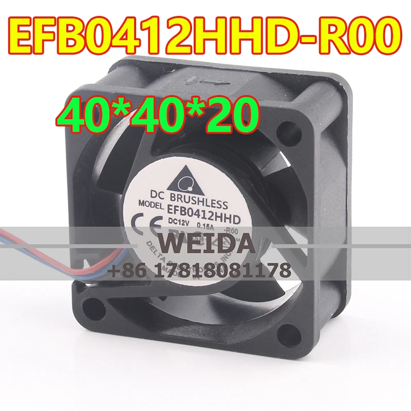 

Delta 12V 0.15A EFB0412HHD-R00-MM 4020 Large air Volume Double Ball Switch 3-wire Cooling Fan