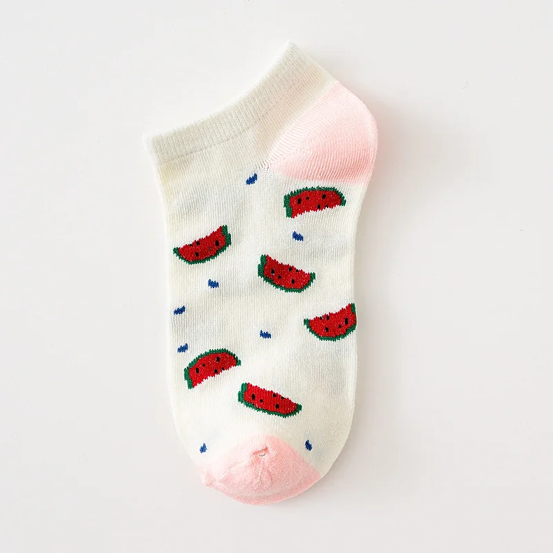 Calcetines tobilleros de algodón con dibujos de frutas para mujer, medias cortas con aguacate japonés, bonitas, informales, para estudiantes