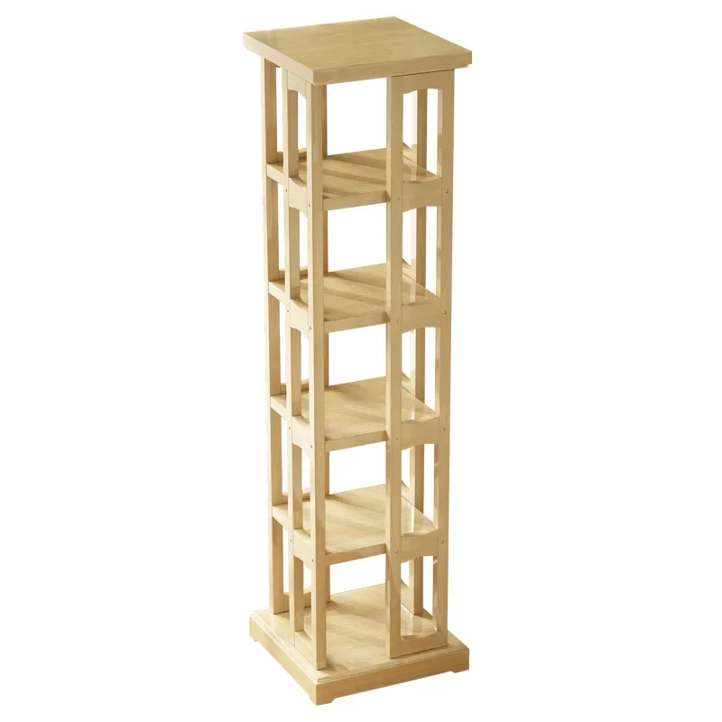 

Rotating bookshelf removable children's home floor simple solid wood shelf