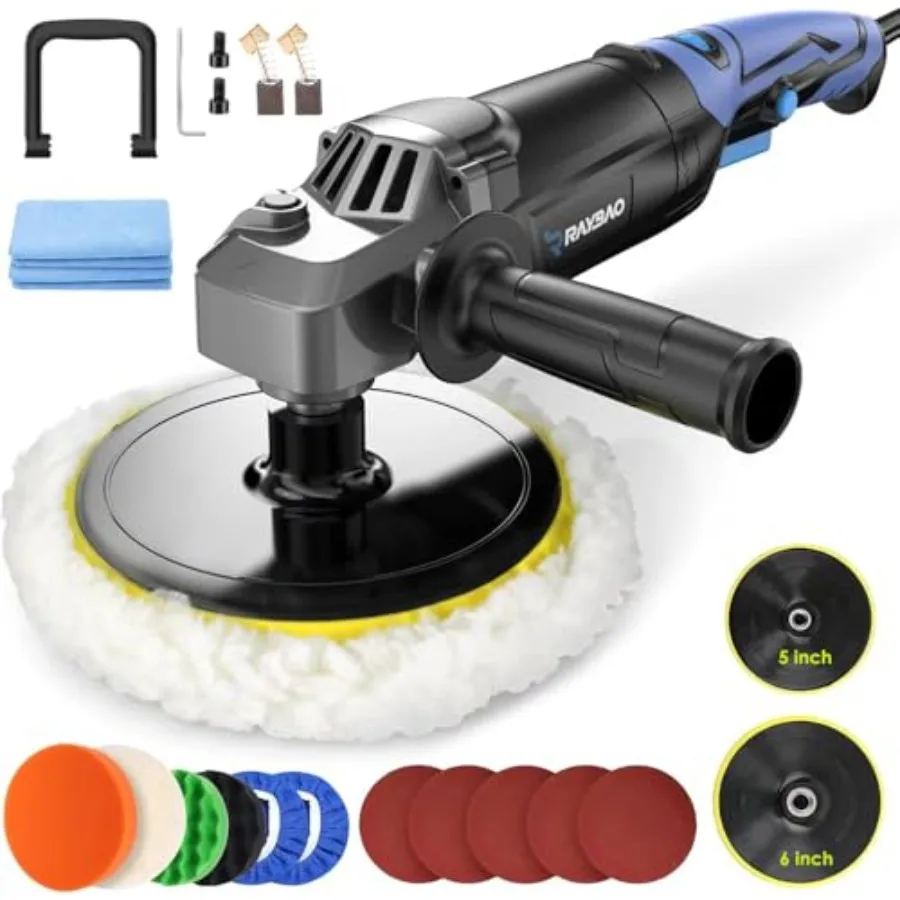

Buffer Polisher Rotary Buffer 1200W Car Buffing Kit with Speed 1600-3500RPM 6inch/7inch Backing Plate Buffer Polisher for Car D