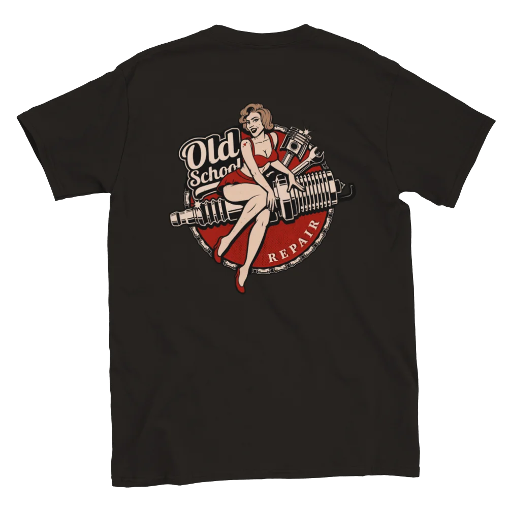 Old School Repair - Hot Rod - Back Print - Classic Unisex Crewneck T-shirt