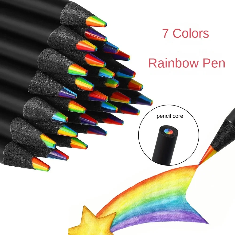 8pcs/Set Kawaii Coloring pencils 7 Colors Concentric Gradient Crayons Kids Gift Colored Pencils Art Painting Drawing Stationery