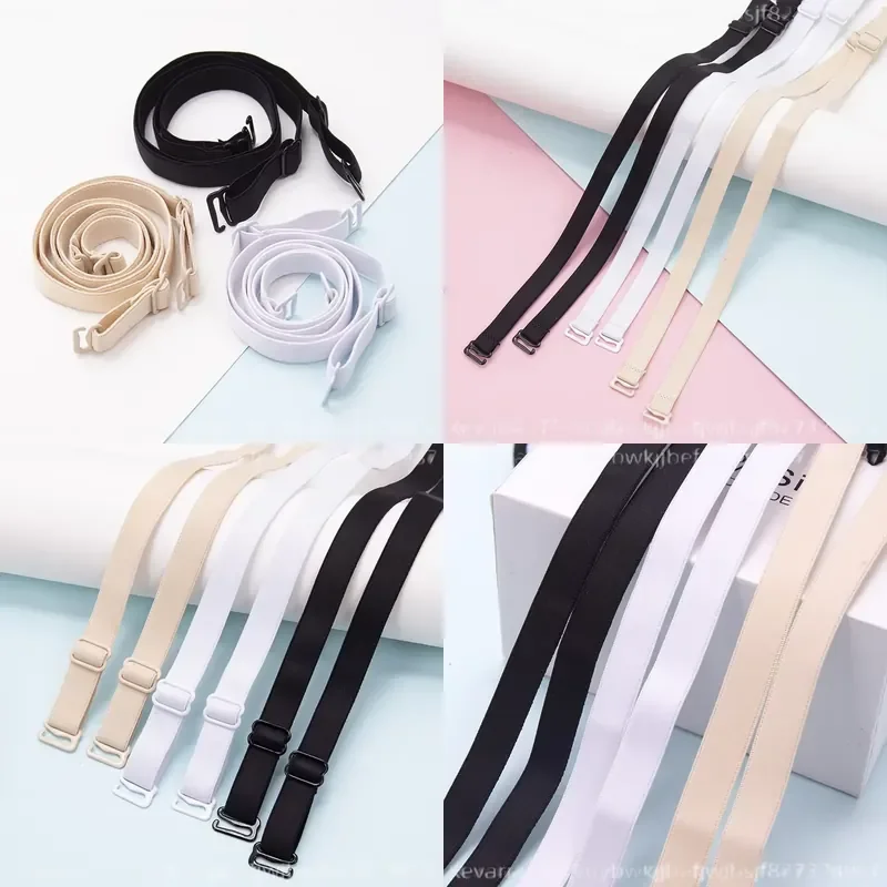 Women Slip Resistant Bra Straps Double Shoulder Elastic Brassiere Push Up Black White Invisible Accessories Lingerie