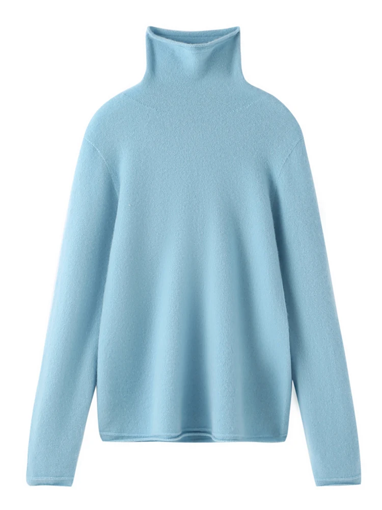 100% Cashmere Knitwear Women Winter Sweater Classical Style Basic Casual High-neck Pullover Soft Warm Female Clothing Knitwears