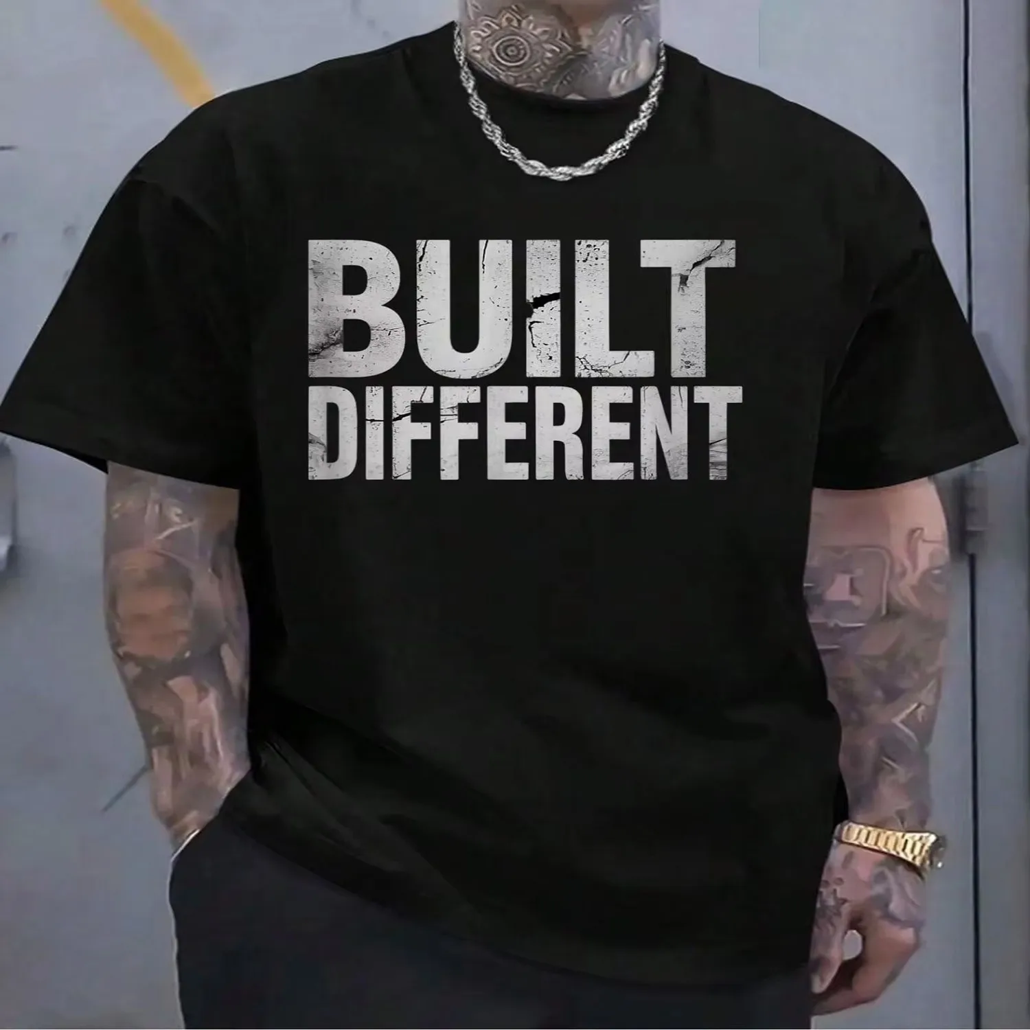 100 Cotton Built Different - Funny - Vintage T-Shirt Women's Men's Graphic Tee Causal Tops Fashion Tshirt Short Sleeve T-Shirt gift for men, everyday wear tee