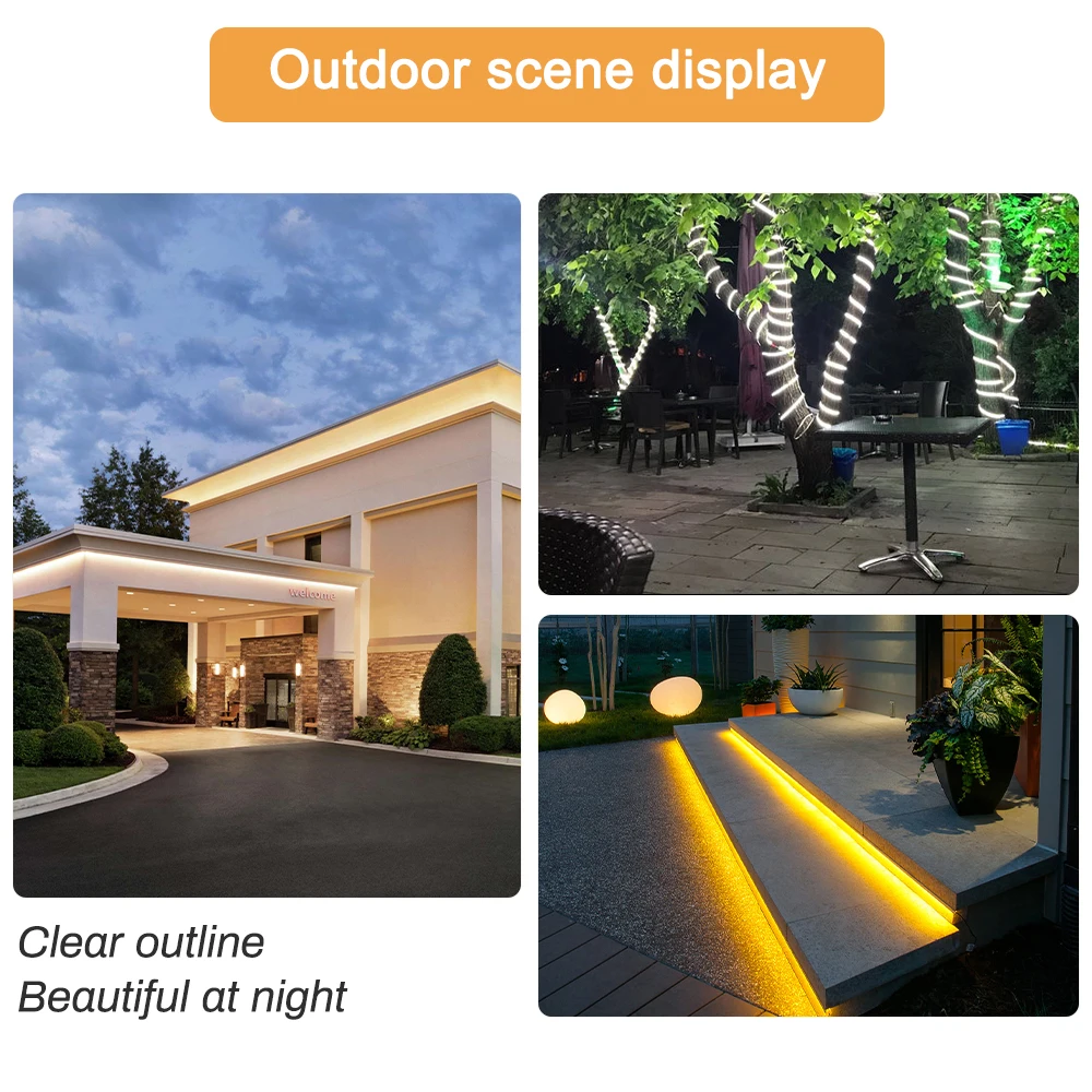 AC 220V 1-50M COB LED Strip Lights EU Plug IP67 Waterproof LED Tape 3000K/4000K/6000K LED Ribbon For Outdoor Garden Decor