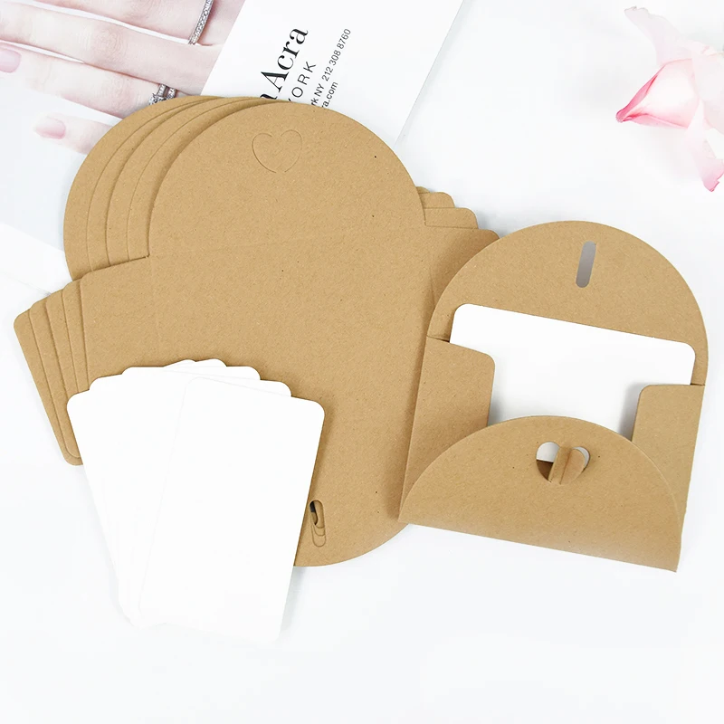 10pcs Kraft Paper Envelopes Love Heart Buckle Paper Invitations Gift Greeting Cards Envelopes Wedding Birthday Christmas Cards