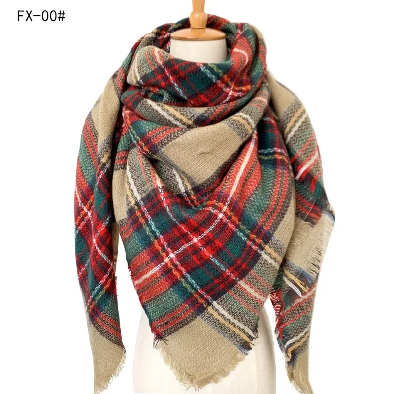 European and American autumn and winter imitation cashmere enlarged double-sided colorful checkered square scarf women's shawl