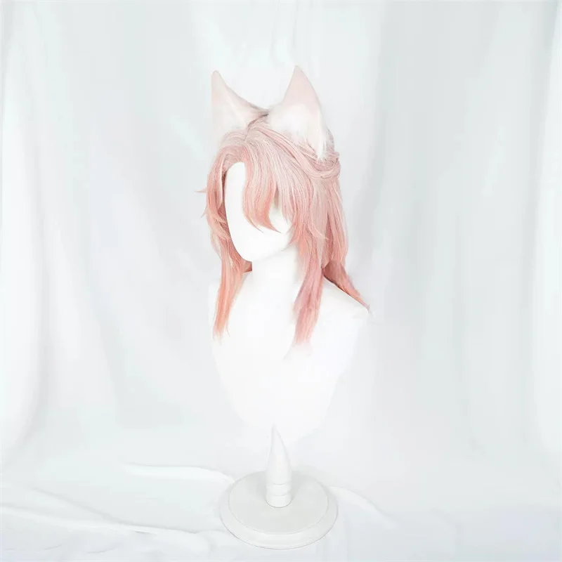 L-e-mail parrucca sintetica per capelli Honkai Star Rail Jiaoqiu parrucca Cosplay con orecchie colore rosa parrucche Cosplay arancioni parrucca resistente al calore