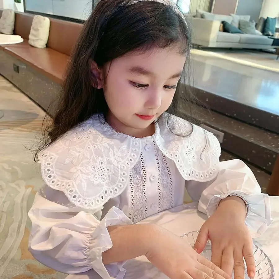 

Style Lace Blouse Baby's Stylish Long Sleeved Top Girls' Shirt 2-9Y Children's Princess