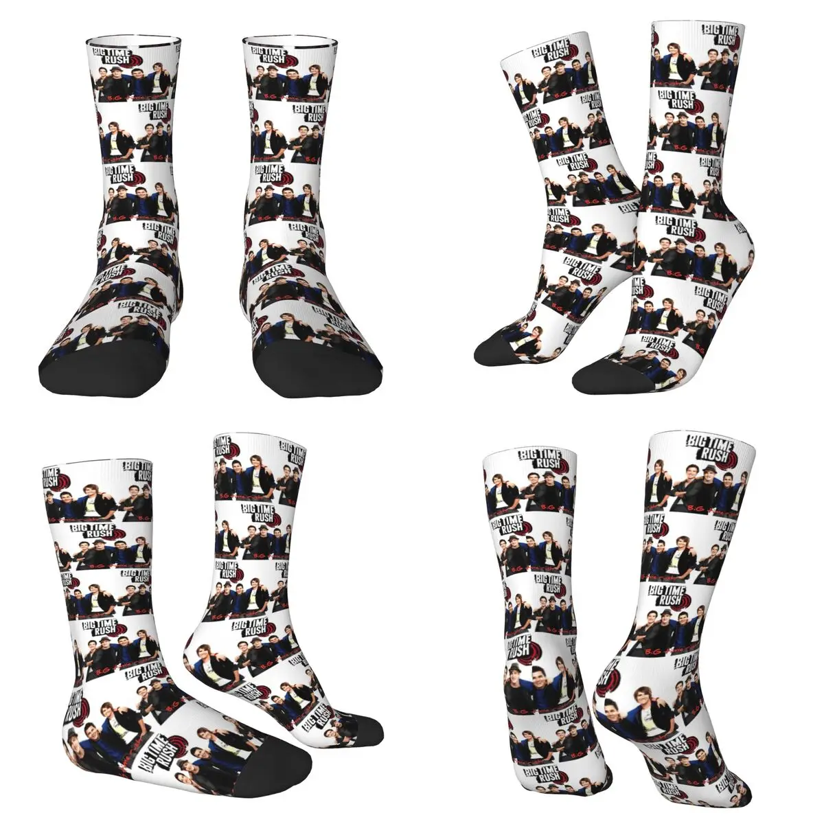 Big Time Rush Music Band Tour Logo Socks Harajuku Super Soft Stockings All Season Long Socks for Man Woman Valentine's Day Gifts
