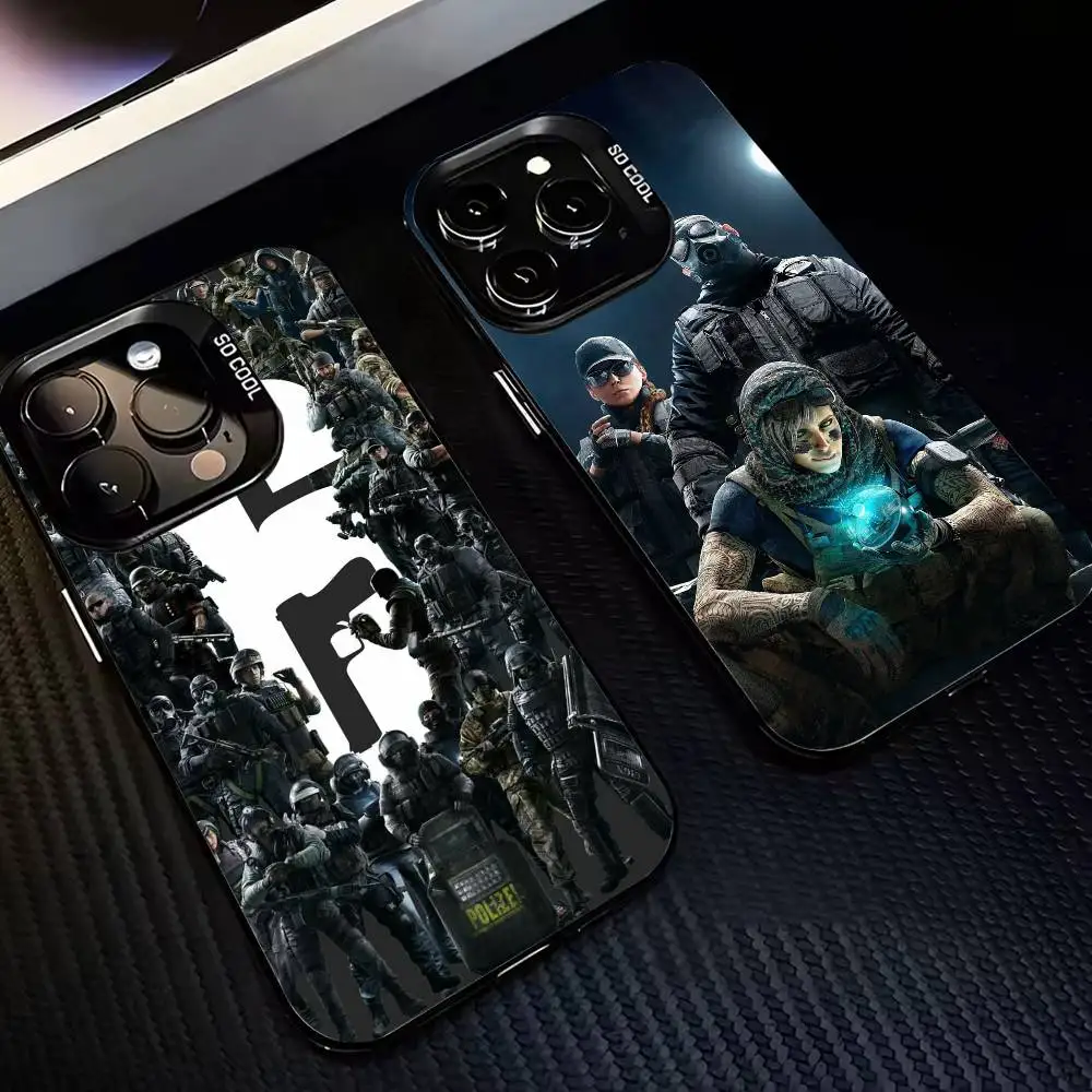 

Shoot game R-Rainbow S-Six S-Siege-ES Phone Case For iPhone 17,16,15,14,13,12,11 Plus,Pro Max,Colored Silver Plated Inside Cover