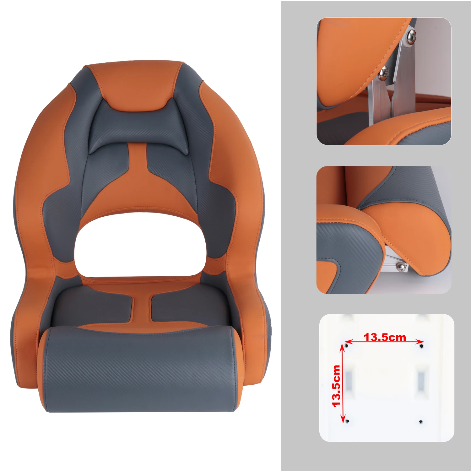 

SSFF Deluxe Pro Winibo High Back Boat Seat with Hinge Premium Sports Flip up Captain Seat and Armrests