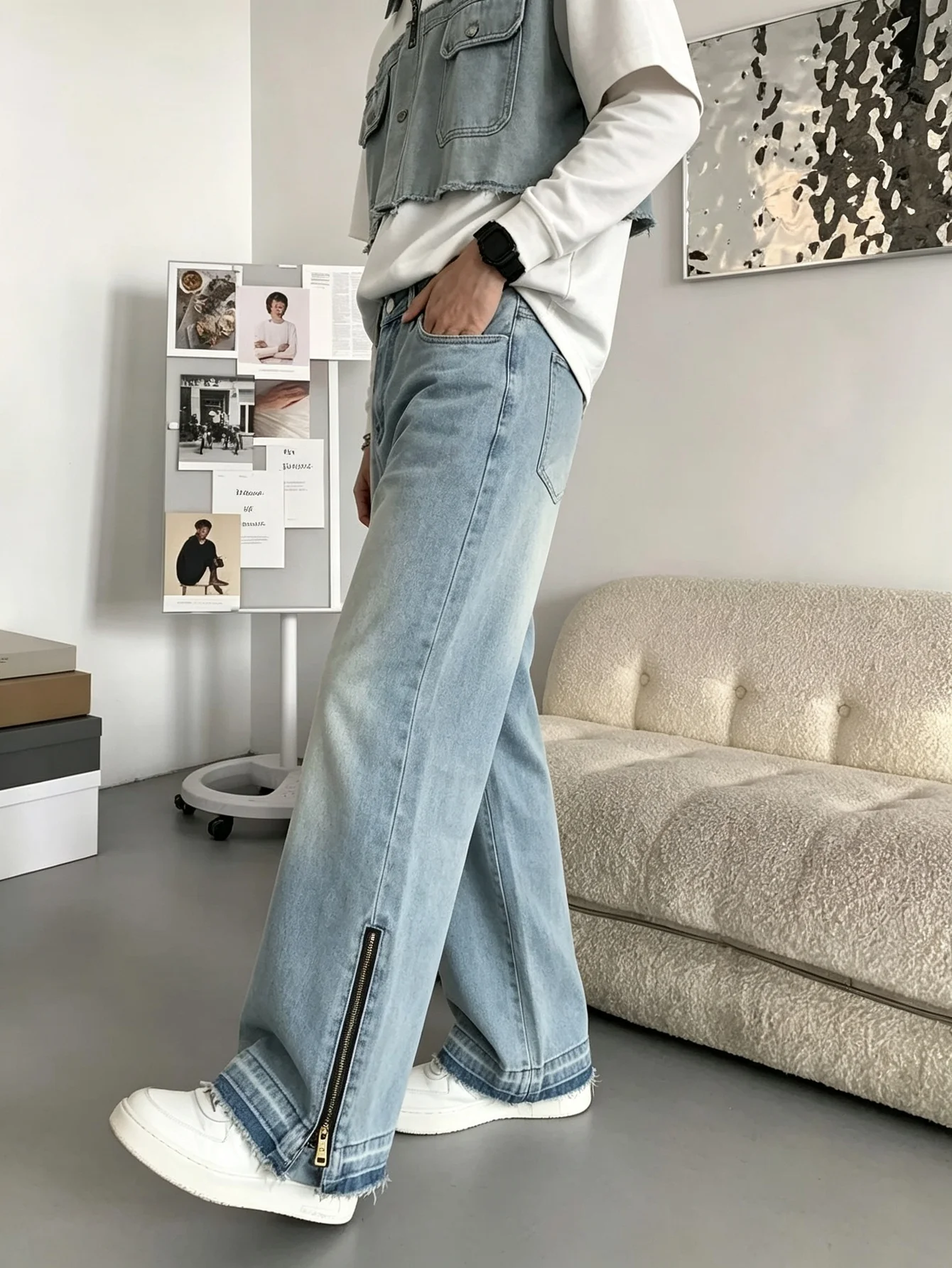 Mens Flare Fit Denim Jeans Trendy Y2K Aesthetic American Streetwear Great Gift For Your Lover Or Husband