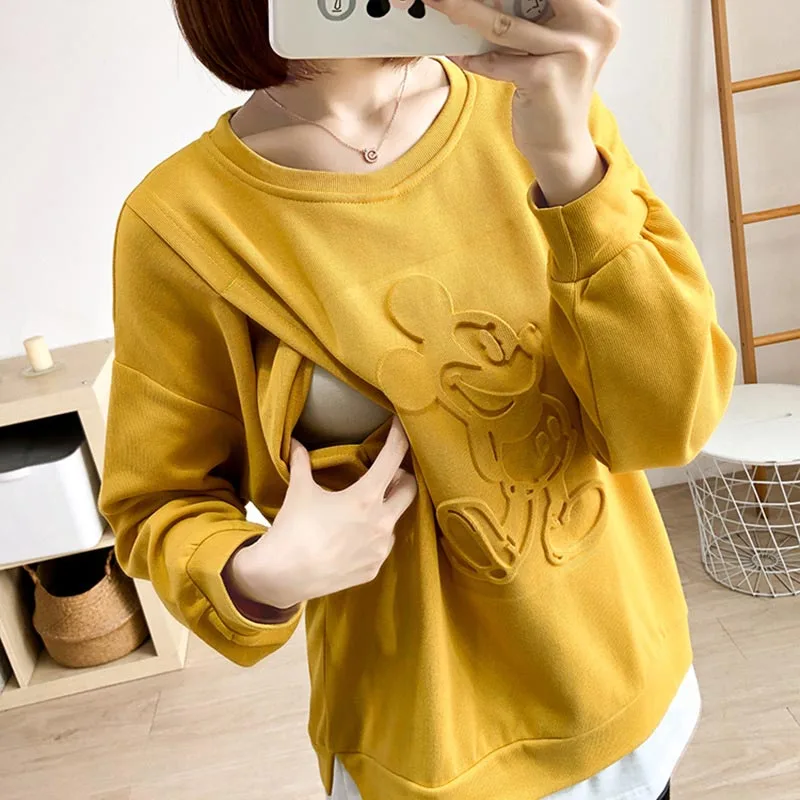 Spring and Autumn Breastfeeding Clothes Sweatshirt For Pregnant Women Nursing Mothers Hoodies Pregnancy Clothes Maternity Clothe