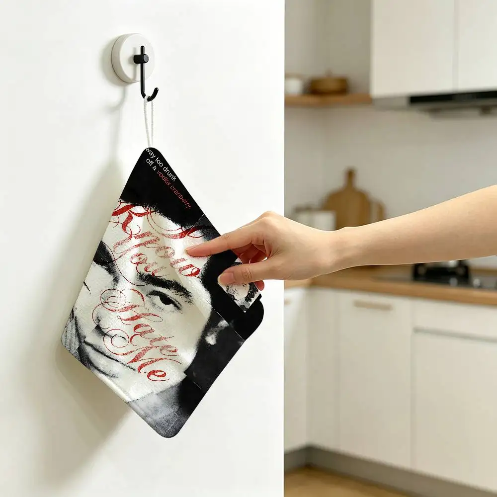 C-Conans Grays Polyester Cotton Hanging Kitchen Towel, Absorbent Hand Wiping Cloth for Daily Cleaning Drying