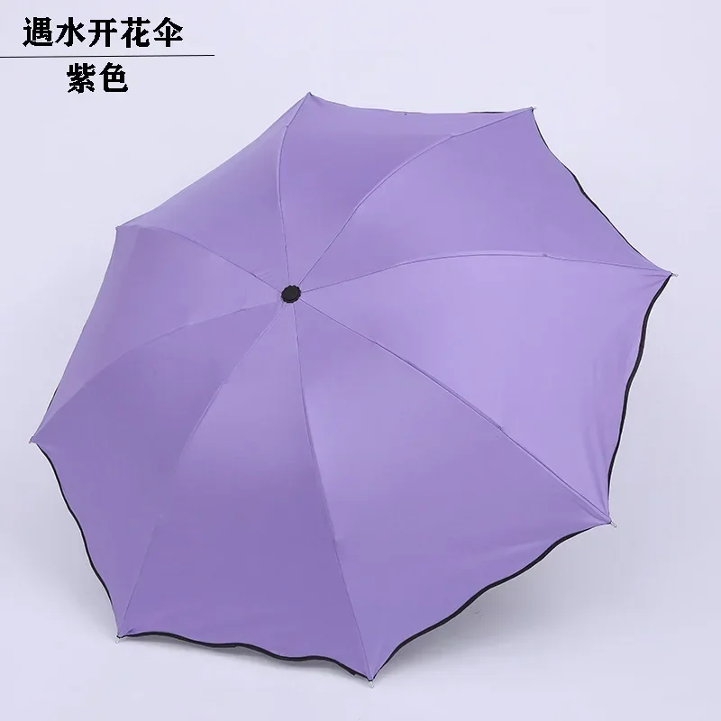 DurableVinyl Manual Water Bloom Sunshade Sunblock Umbrella Triple Fold Sun Umbrella
