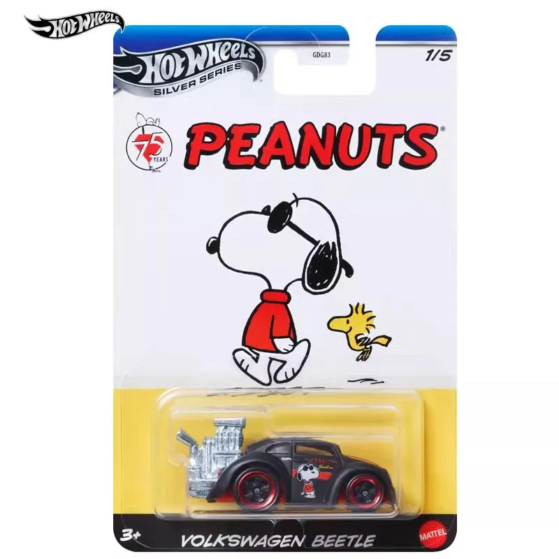 Hot Wheels Sliver Series Co-band Peanuts Snoopy modelo de coche 1/64 Volkswagen Beetle 1985 Honda Cx-r coches modelo niño colección regalo