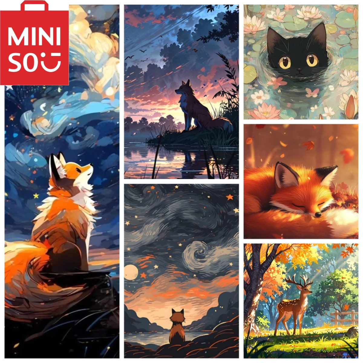 

Картина маслом по номерам, милая лиса, лось, кошка, расслабляющая в лесу, украшение для дома, настенный декор для гостиной, подарочные рамки