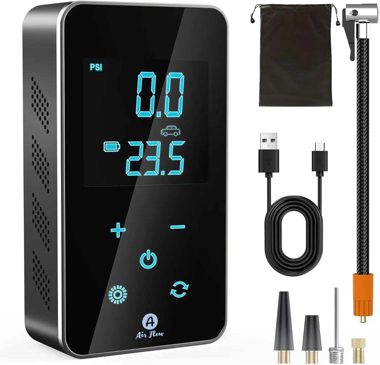 

Portable Tire Inflator with Digital Gauge, LED Light & Auto Shut-Off – Cordless Air Pump for Car, Motorcycle, Bike, Balls