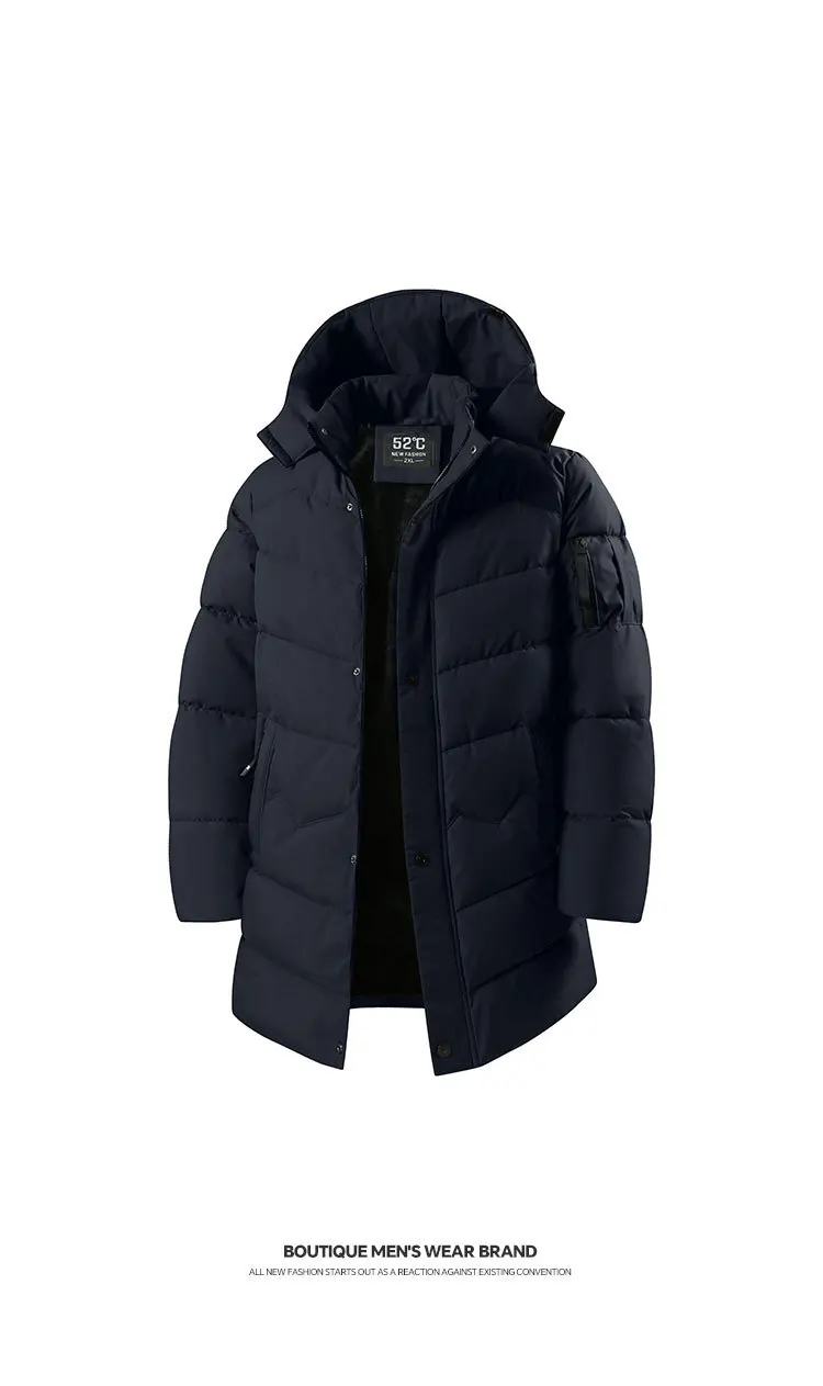 Winter 2026 New Fashion Men Solid Color Long Sleeve Zipper Casual Trendy Simple Daily Basic Hooded Parkas Male Top Clothing Coat
