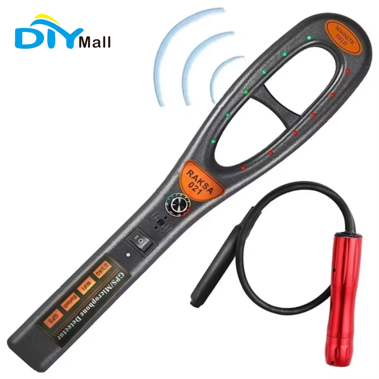 Raksa 021 Wireless Car GPS Detector with Dual RF/Magnetic Detection, 5m Range & 200mm Sensitivity for Vehicles