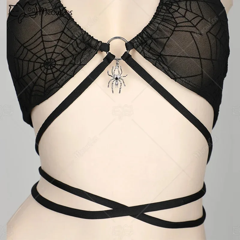 مجموعة ملابس السباحة النسائية القوطية من Meowcos بتصميم شبكة العنكبوت ذات الطراز الداكن #5