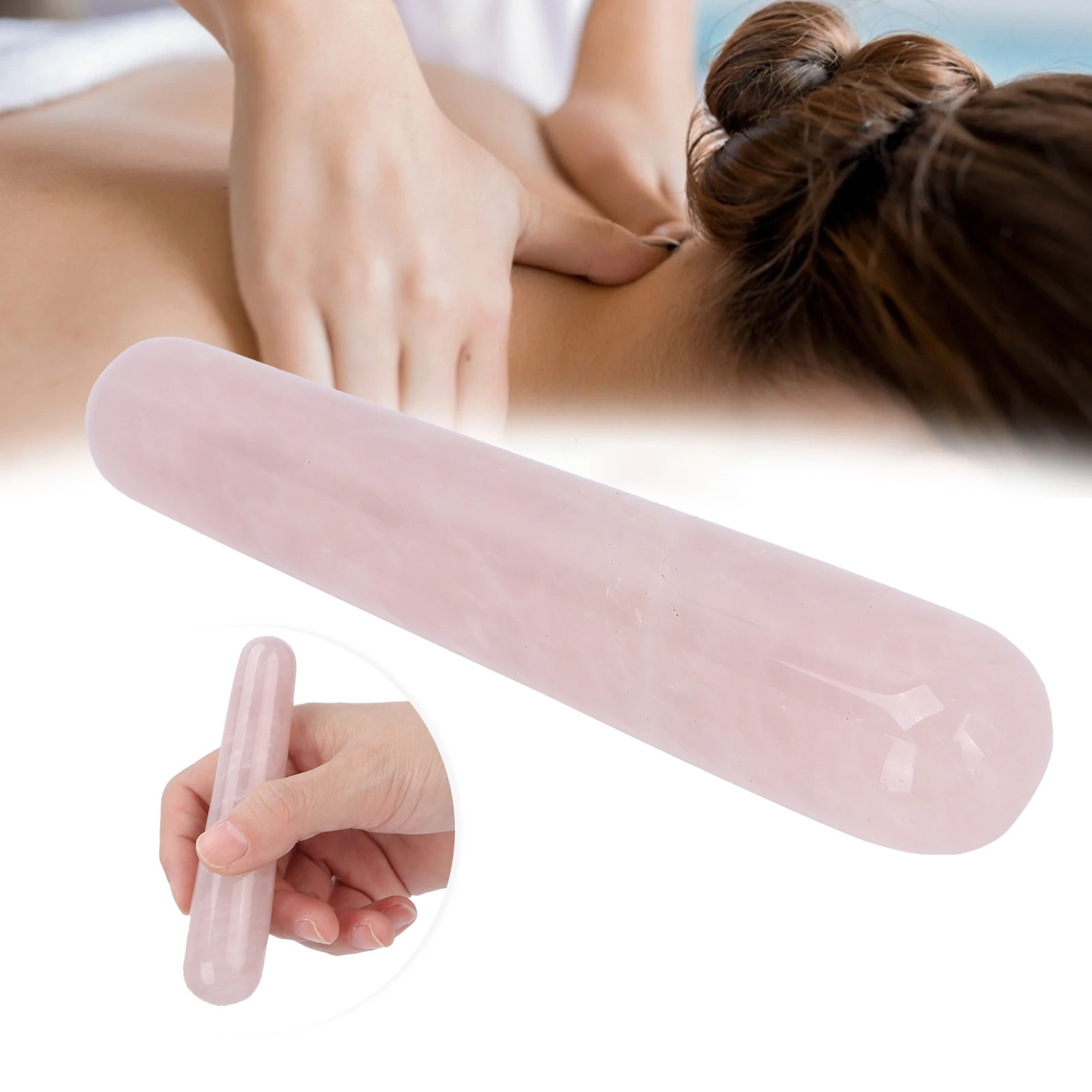 110mm Natural Rose Quartz Yoni Wand White Crystal Massage Wand Trigger Point Acupuncture Face Scraping Hand Massager Stick Tool