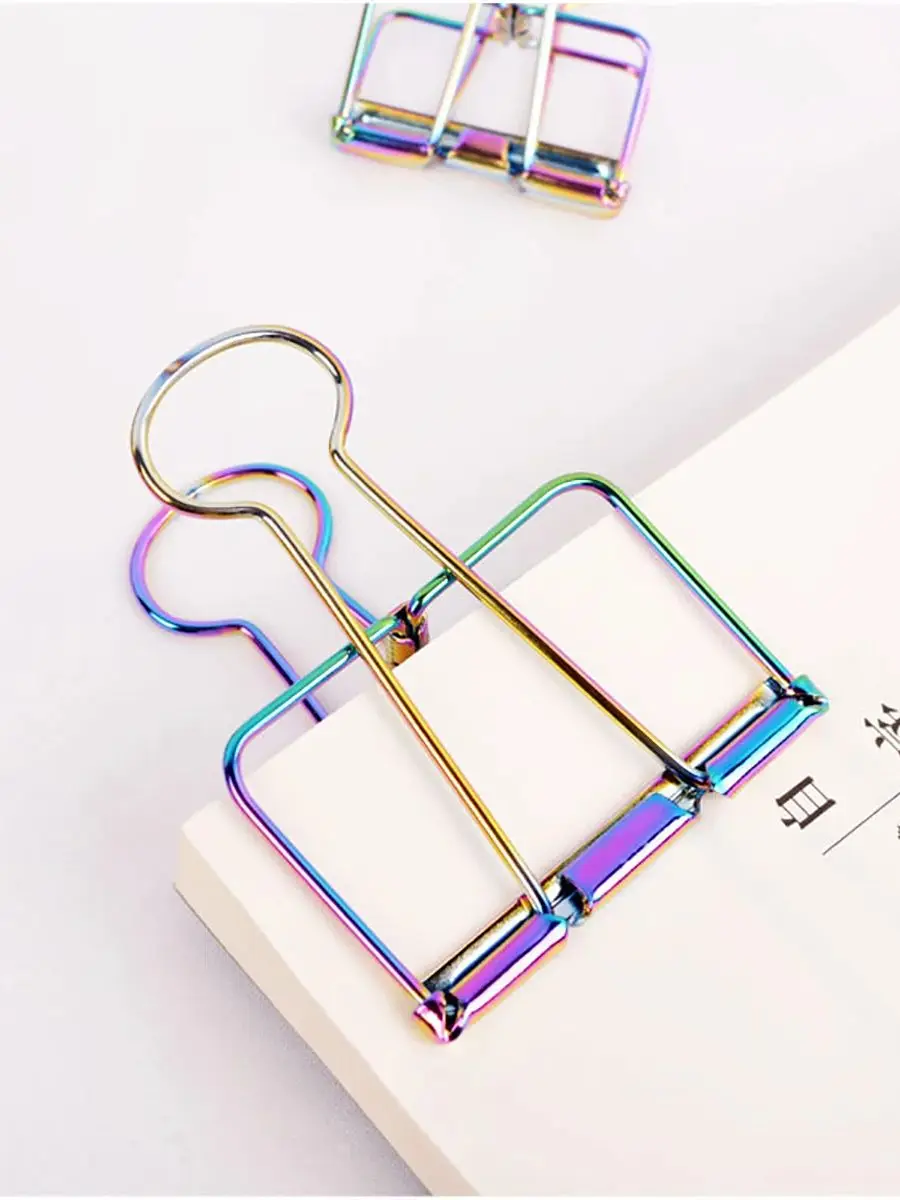 5Pcs Metal Hollow Long Tail Binder Clips Poszycie Rainbow Color Papers Ticket Bill Receipt Photo Organizing Clasps Sealing Clip