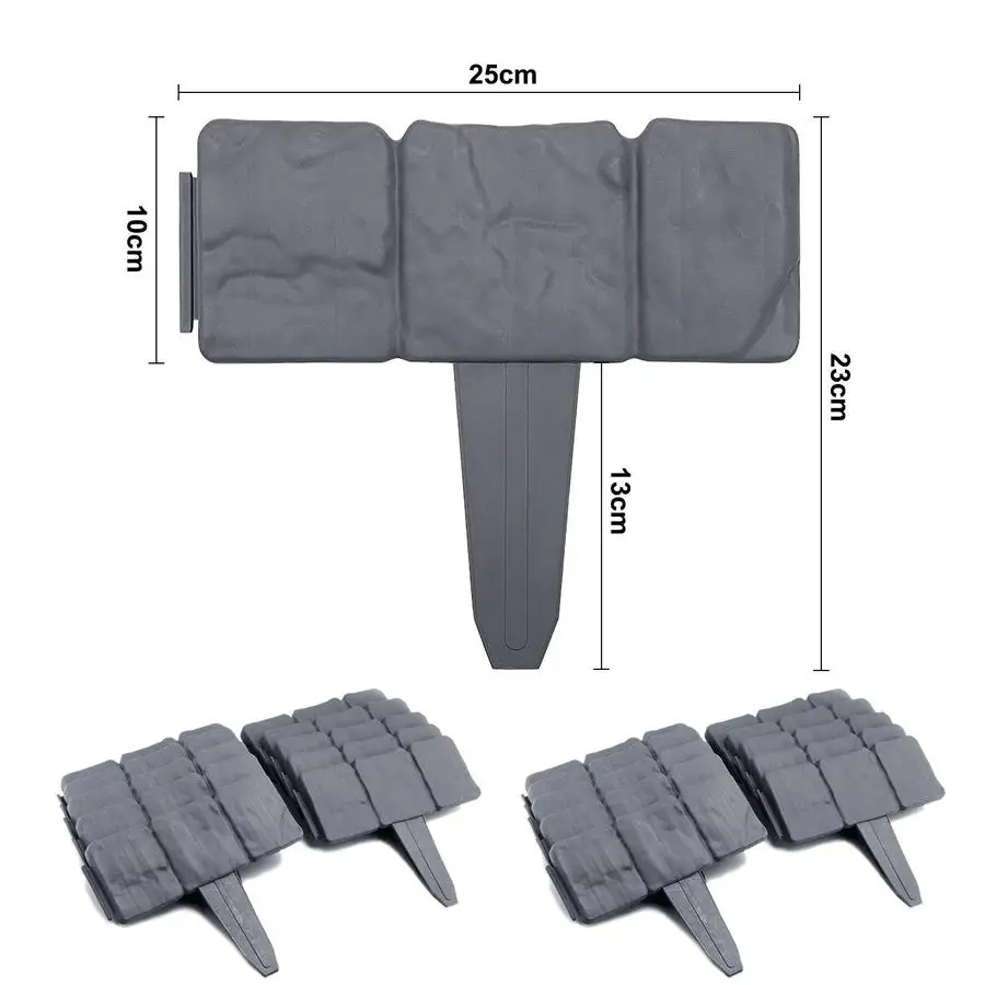1/5/10/20/50/100pcs [Flower Bed Border] s Grey/Anthracite Stone-Patterned Lawn Border | Plastic Flower Bed Trimming, Garden Fenc