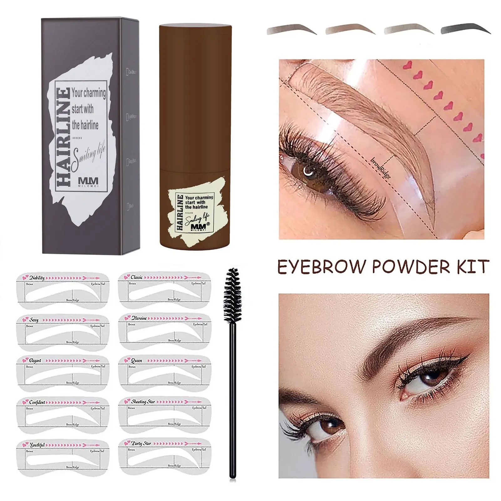 Eyebrow Cream Eyebrow Powder Hairline with Eyebrow Card Drawing Eyebrow Set Waterproof and Not Easy to Smudge Shadow Repair Pen