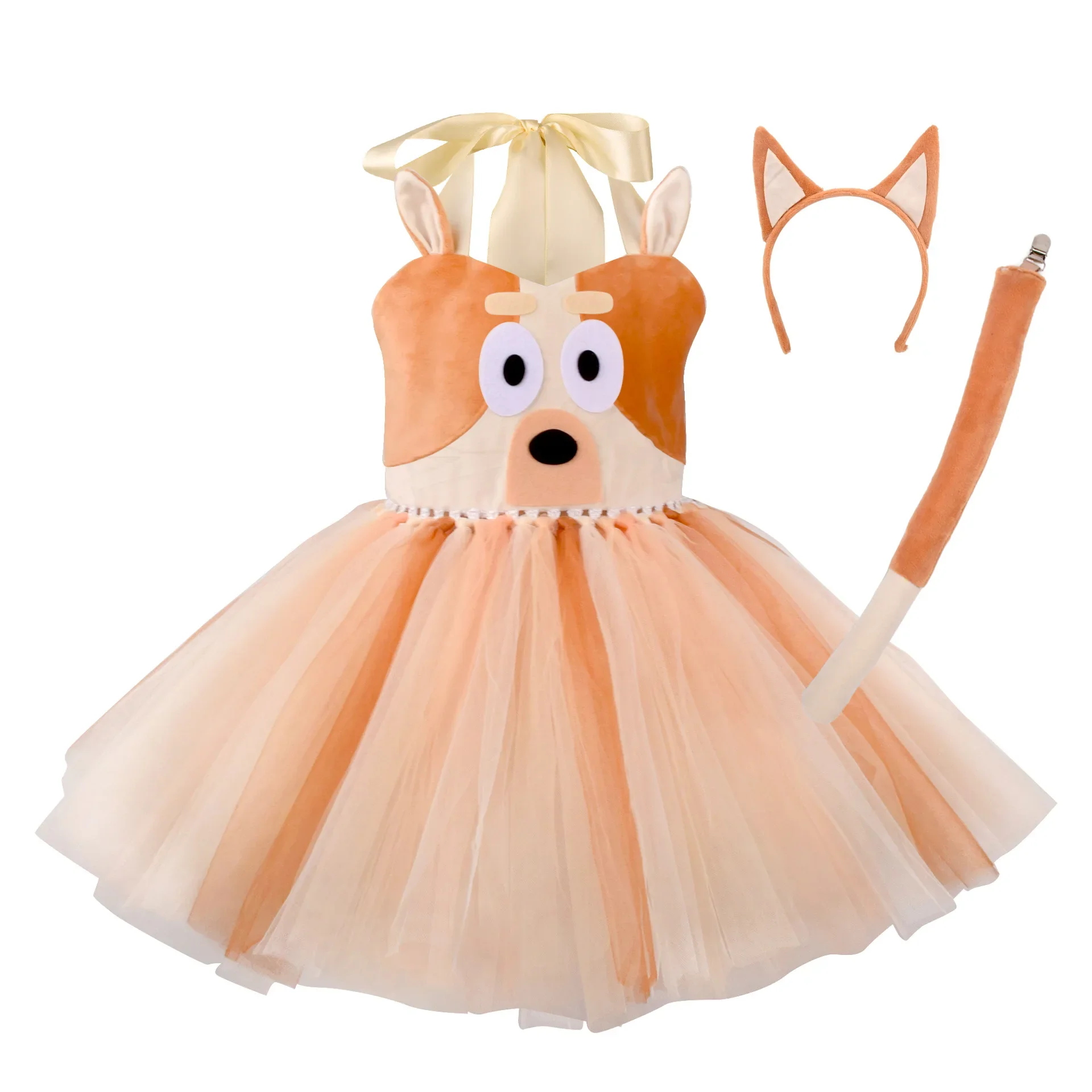 أطفال هالوين الكلب زي طفل الفتيات حفلة عيد ميلاد توتو فستان أزرق أنيمي الحيوان لعب الأدوار وتتسابق #4