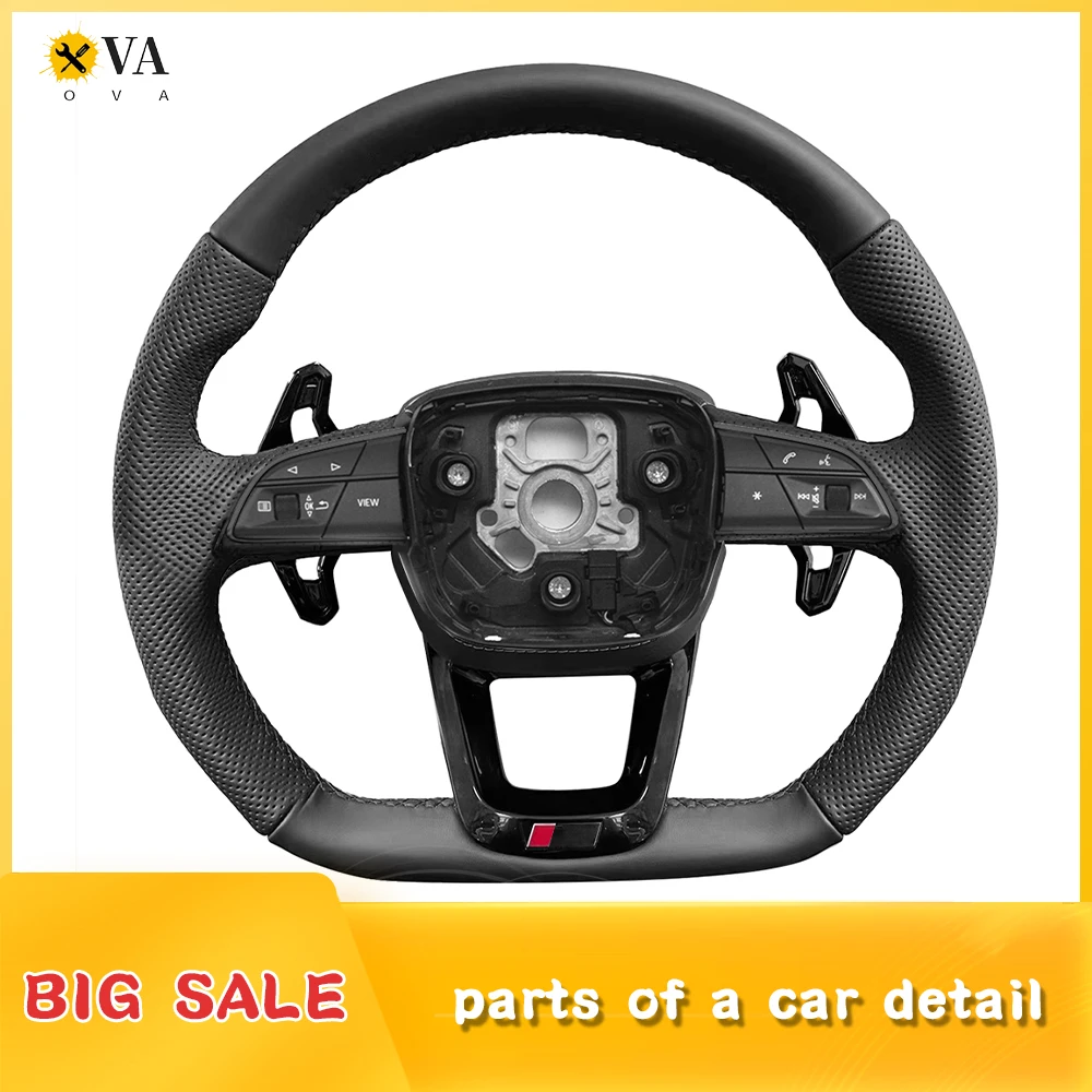 

Black multifunctional ales perforated leather steering wheel with paddles and buttons, suitable for Audi Q5 fy Q7