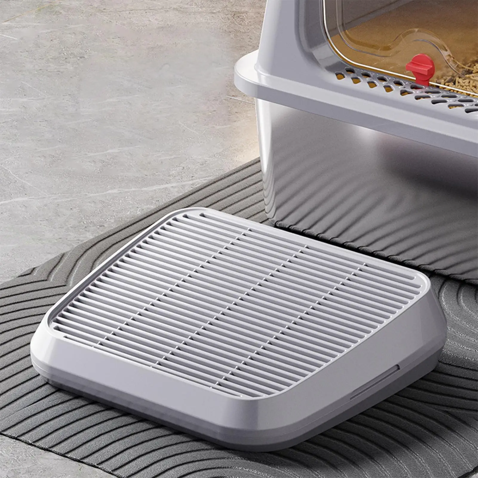 Cat Litter Box Step Ramp Anti Tracking Double Layer Catcher Tray with Filter Function Non Slip for Small & Elderly Cats