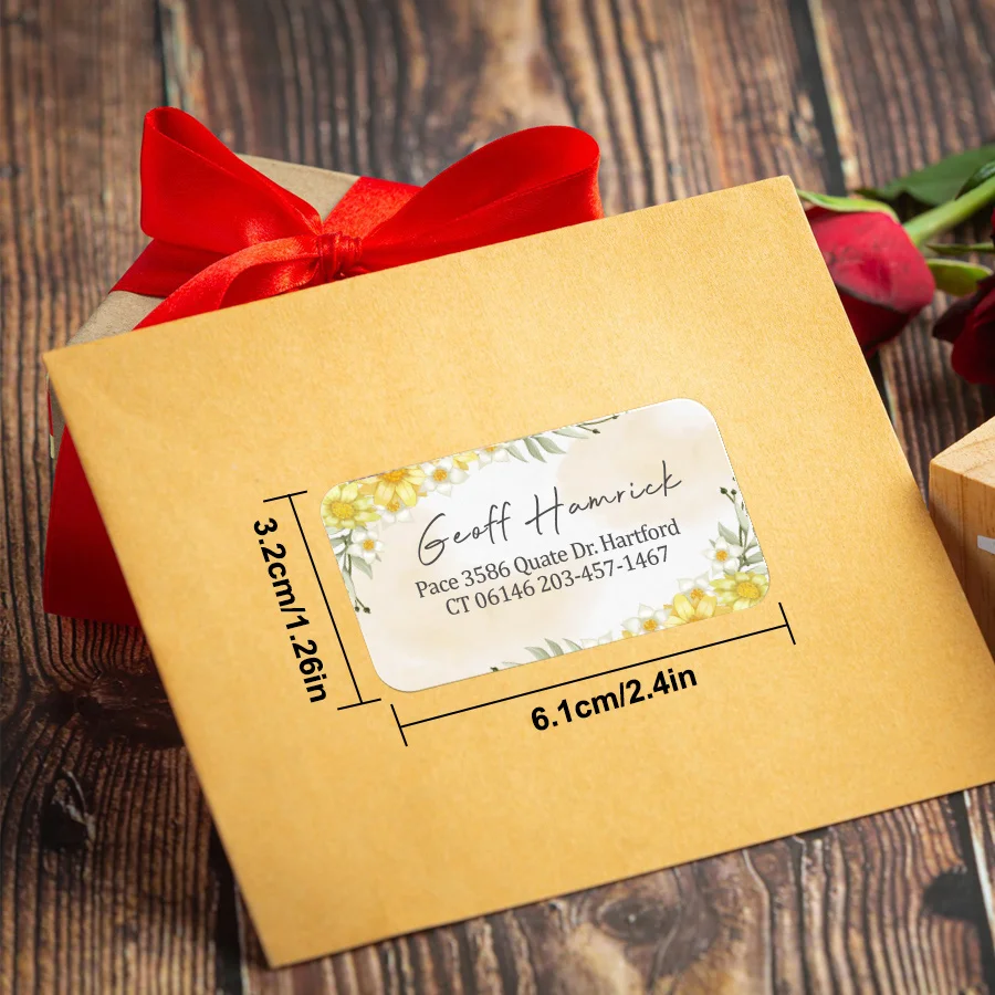 Customized Floral Address Labels - Waterproof Envelope Stickers for Bullet Journals, Office School Supplies & Wedding Favors