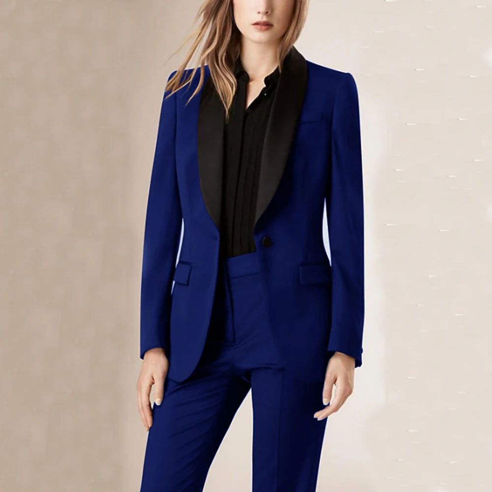 1 Button Chic and Elegant Woman Set Jacket+pants Women\'s Suit 2 Piece Set Shawl Collar  Sets Luxury Pantsuit Blazer