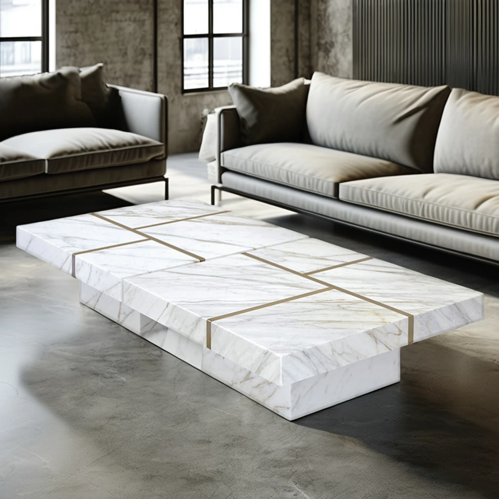 Modern Designs Living Room Furniture Set Elegant Luxury Marble Top Stainless Steel Home Coffee Table