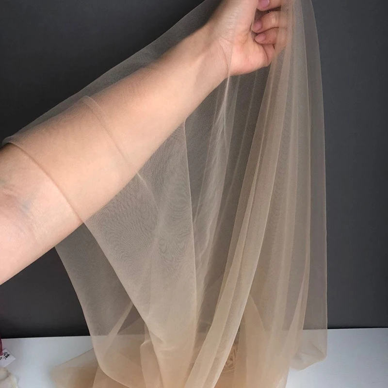 100x160cm Soft Corset Mesh Nude Hourglass Waist DIY Tulle Net Turtleneck Top Sheer Sewing Cloth Backing Dress Bottoming Clothing