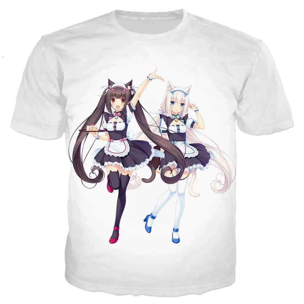 New Cool Tee For Men_women Nekopara Chocolate Vanilla 3D Printed Cute Anime Short Sleeve Harajuku Style Street Wear T-shirt Tops