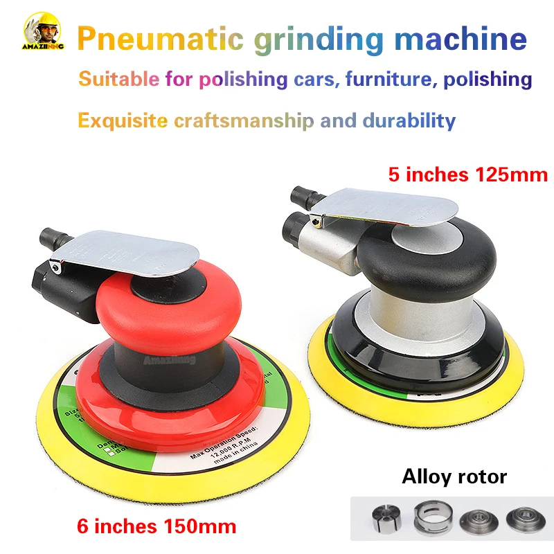 

5" 6" Inch Pneumatic Polishing/Grinding Machine Orbital Sander Machine Grinder for Car Paint Care Rust Removal Tools Waxing Tool