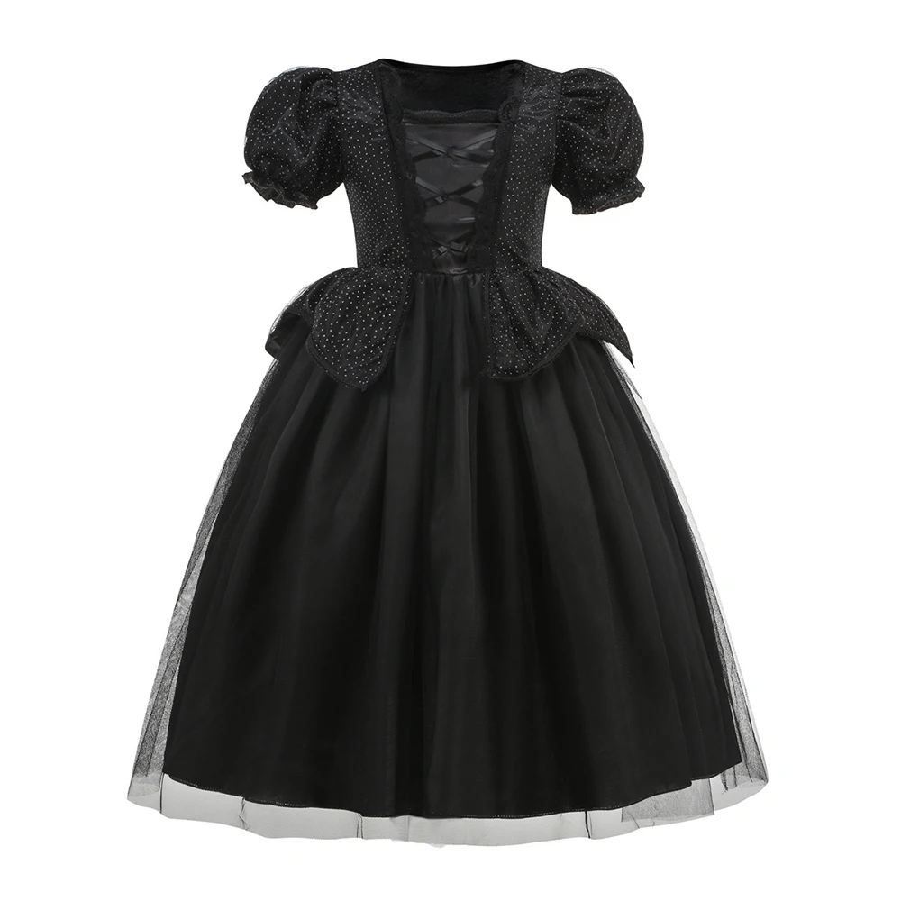 Schwarzes Hexen-Cosplay-Kleid für Mädchen, Kinder-Halloween-Kostüm, Böse-Königin-Verkleidung, Dunkles Thema, Geburtstags-Rollenspiel-Partykleid – Detail 3